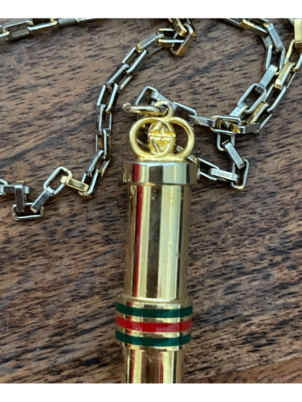 GUCCI Vintage Sherry Line Gold Tone Perfume Bottle Pendant Necklace w/Box - Picture 3 of 10
